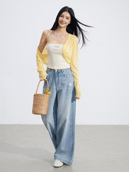 Shawl Cardigan and Bandeau Two-Piece Set