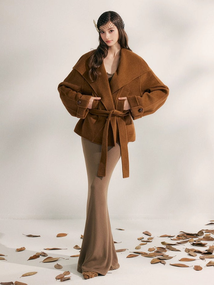 Wool Harmony Double-Faced Short Belted Jacket