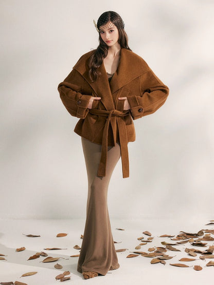 Wool Harmony Double-Faced Short Belted Jacket