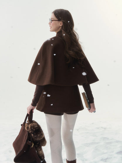 Double-Breasted Bow-Tie Cape Jacket