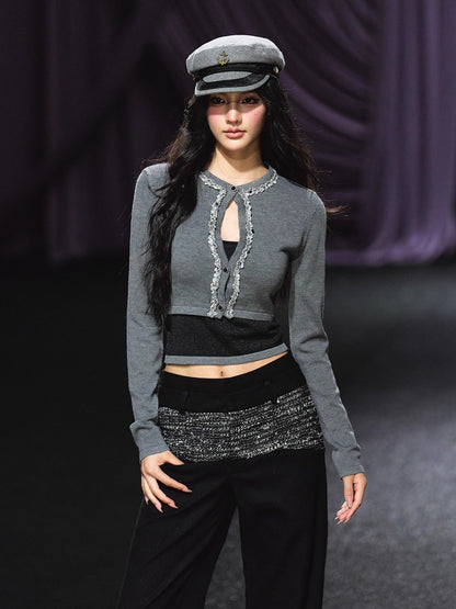 Embellished Knit Cardigan &amp; Camisole Set