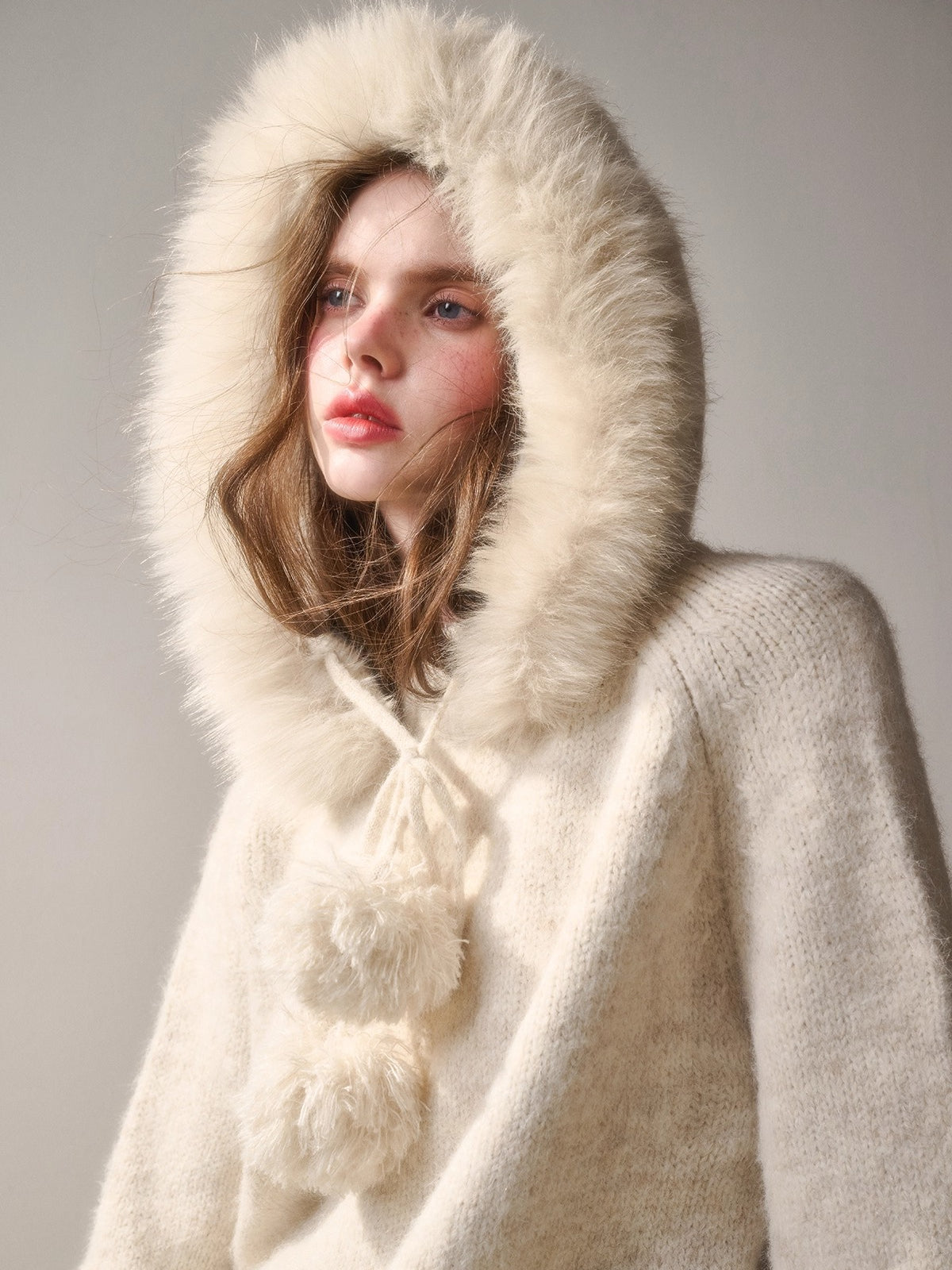 Soft Grace Wool-Blend Knitted Cape Dress