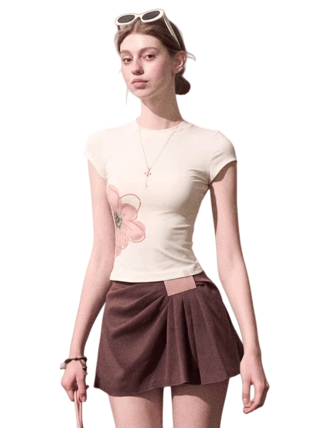 Slim-Fit Floral Print Short-Sleeve T-Shirt