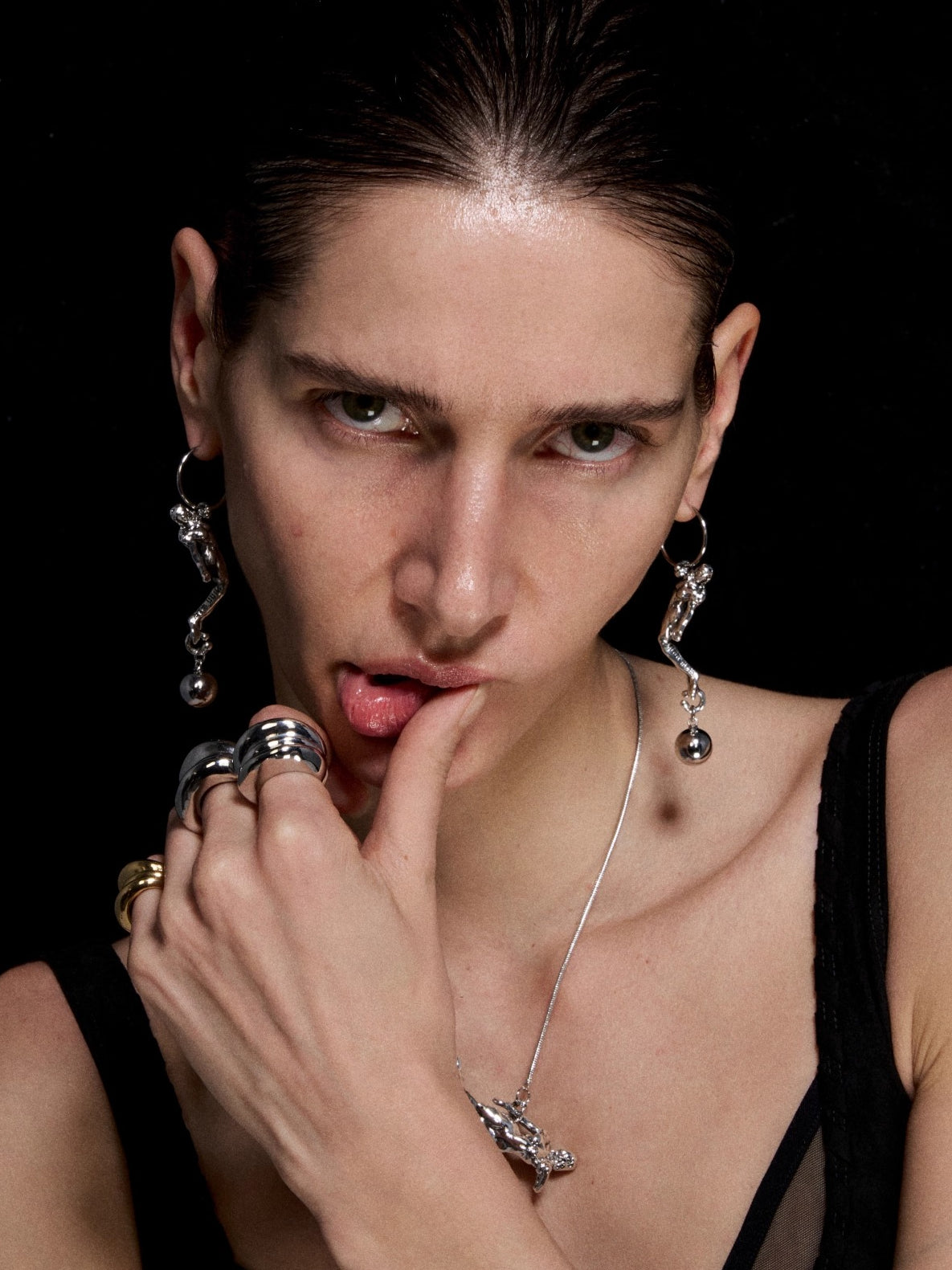 Silver Mermaid Drop Reshaped Romance Vintage Earrings