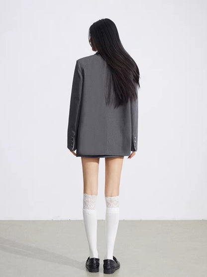 Lace Panel Oversized Blazer
