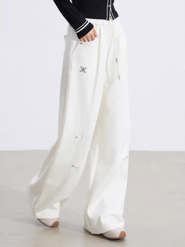 Sculpted Drape Curved-Leg Wide Pants