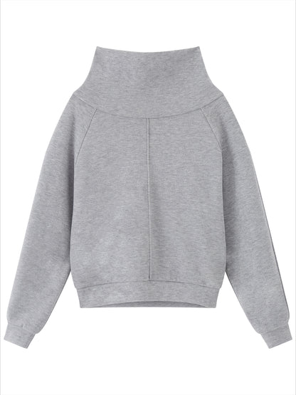 Grey Asymmetric Off-Shoulder Loose Sweatshirt