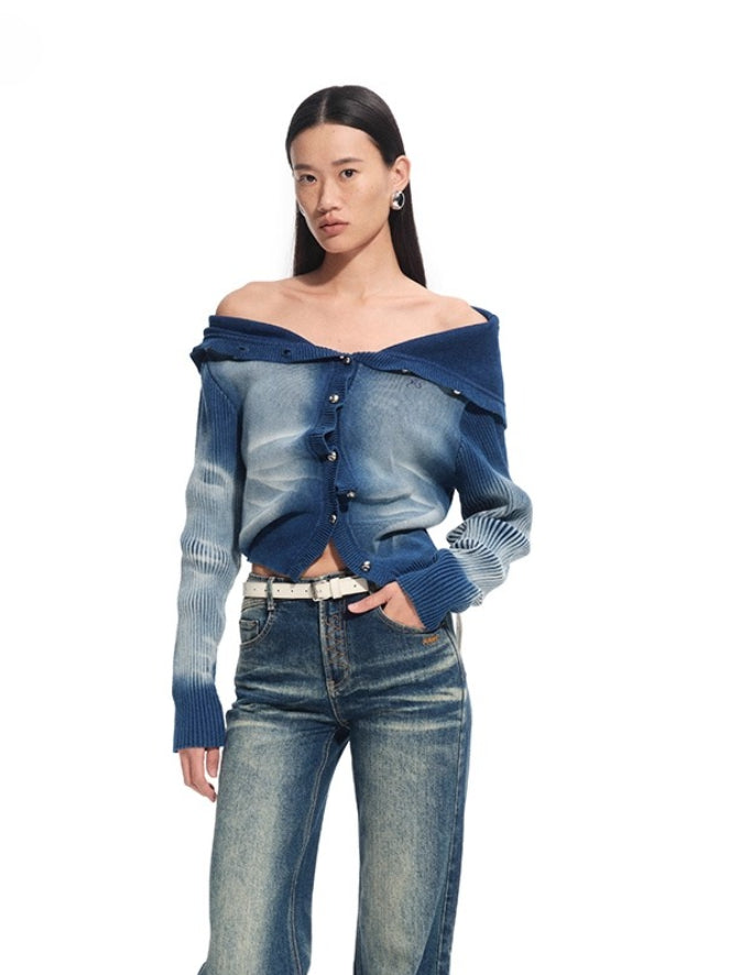 &quot;Feria Series&quot; Volcano Tie-Dye Washed Knit Cardigan