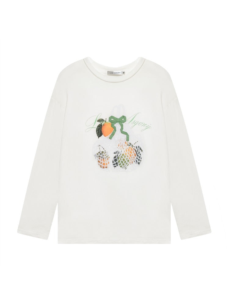 Three-Dimensional Bow Fruit-Print Sunscreen Cover-Up