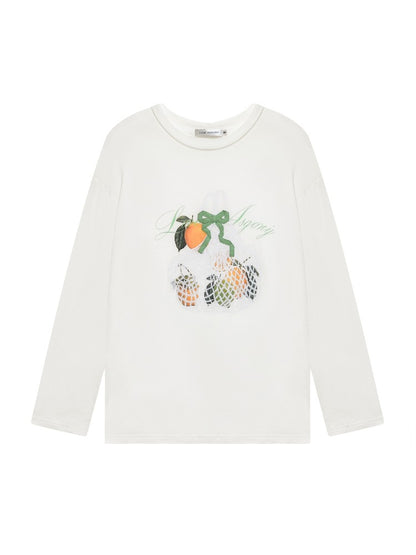 Three-Dimensional Bow Fruit-Print Sunscreen Cover-Up