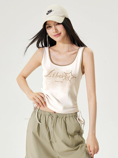 Color-block Tie-up Fitted Tank Top - CHINASQUAD