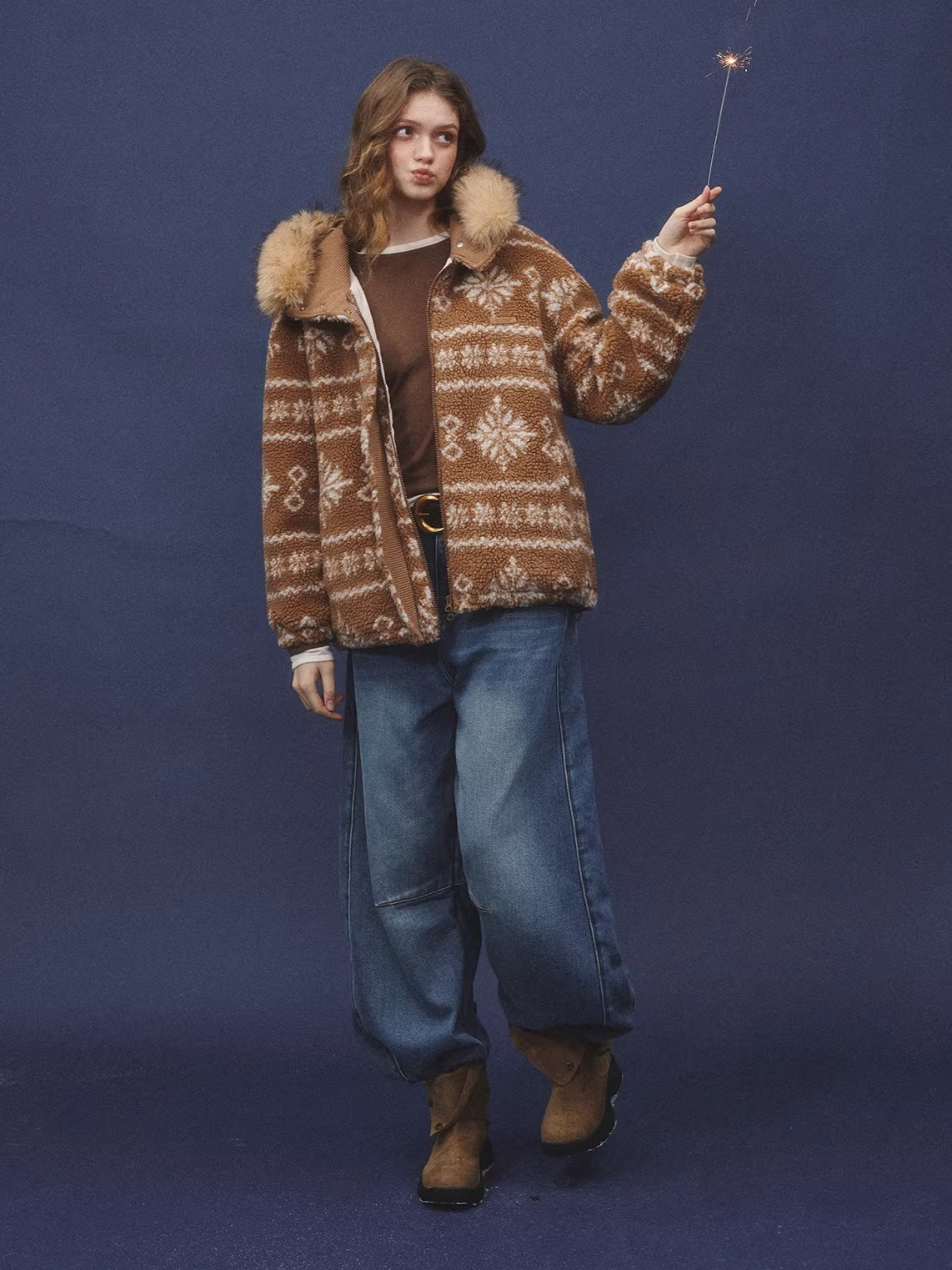 Fur Collar Fleece Hooded Jacket