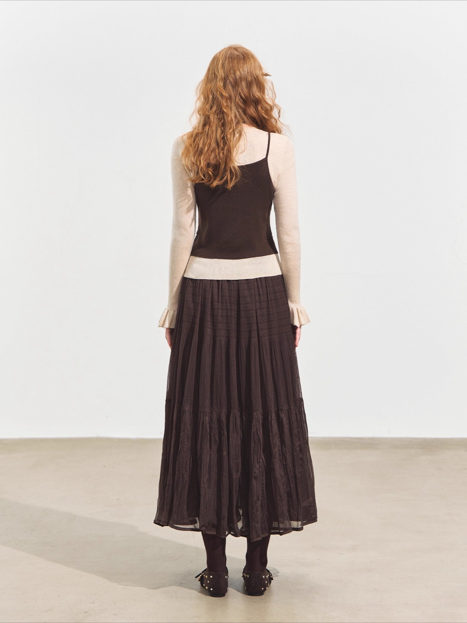 Faux Two-Piece Contrast Tie Sweater