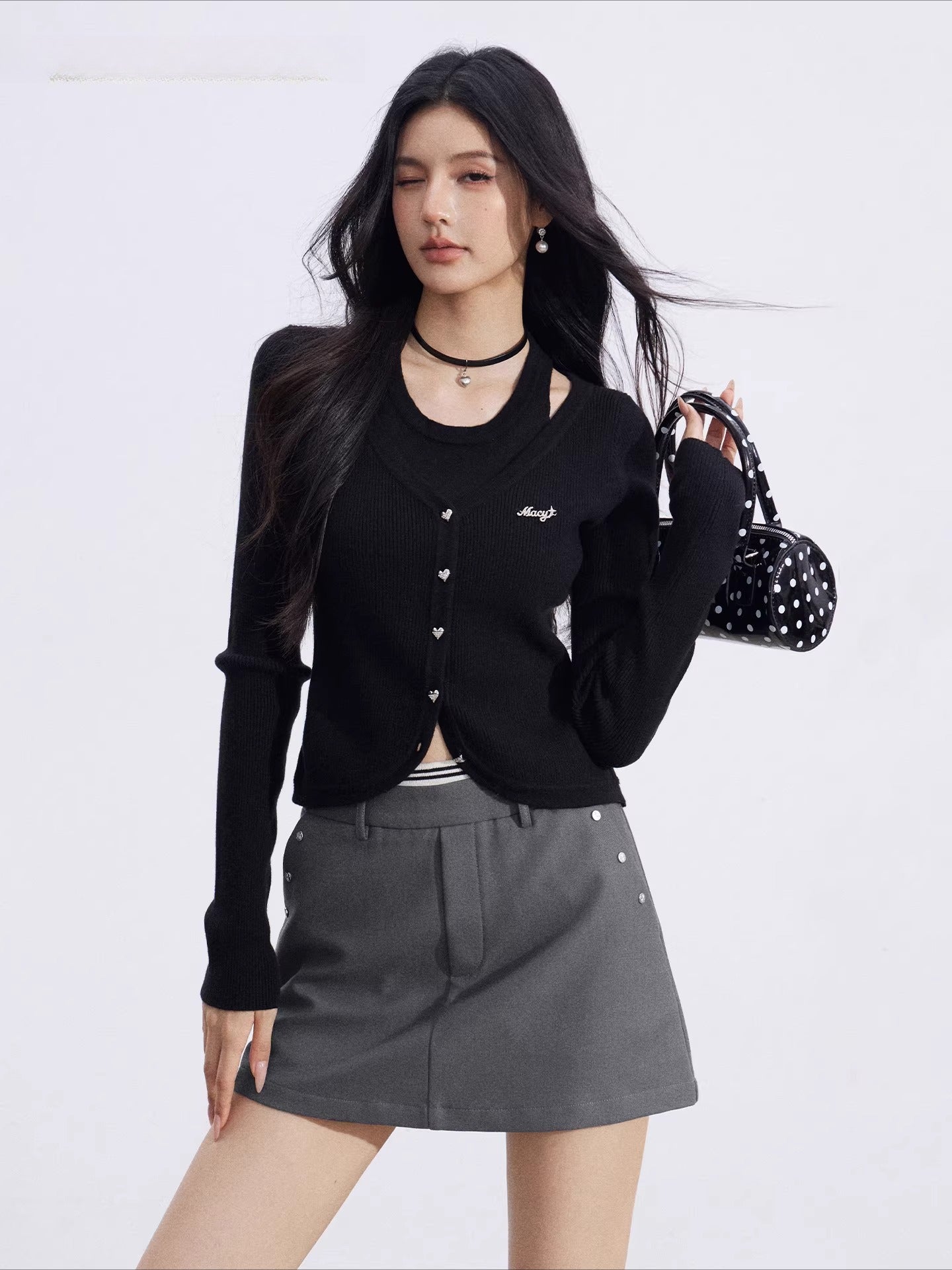 Cut-Out Layered Knit Base Layer