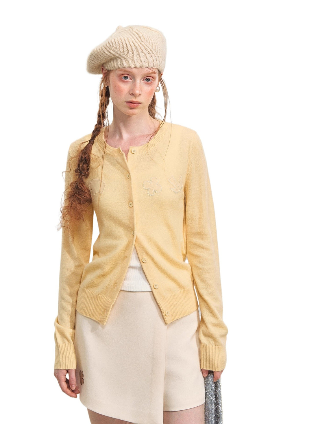 Playful Embroidered Patch Knit Cardigan