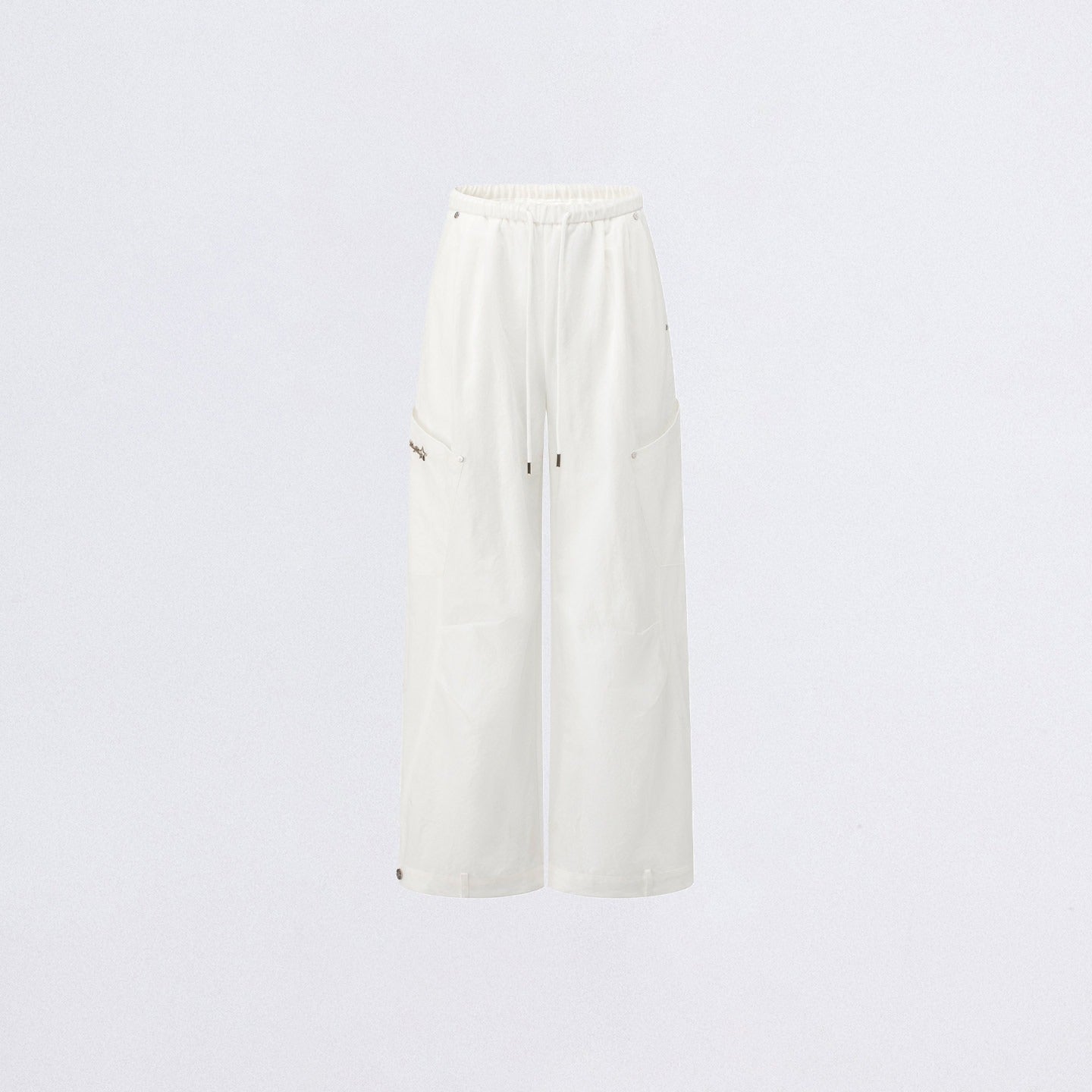 Ruched Utility Wide-Leg Cargo Pants