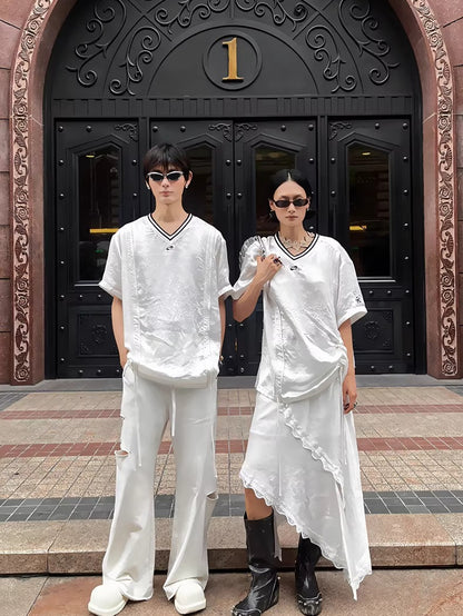 Color-Blocked Distressed Jogger Pants