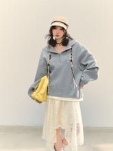 Fake Two-Piece Flower Embroidery Hat Cord Pullover Hoodie - CHINASQUAD
