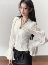 Sheer Puff Sleeve Drawstring Sun Protection Blouse - CHINASQUAD