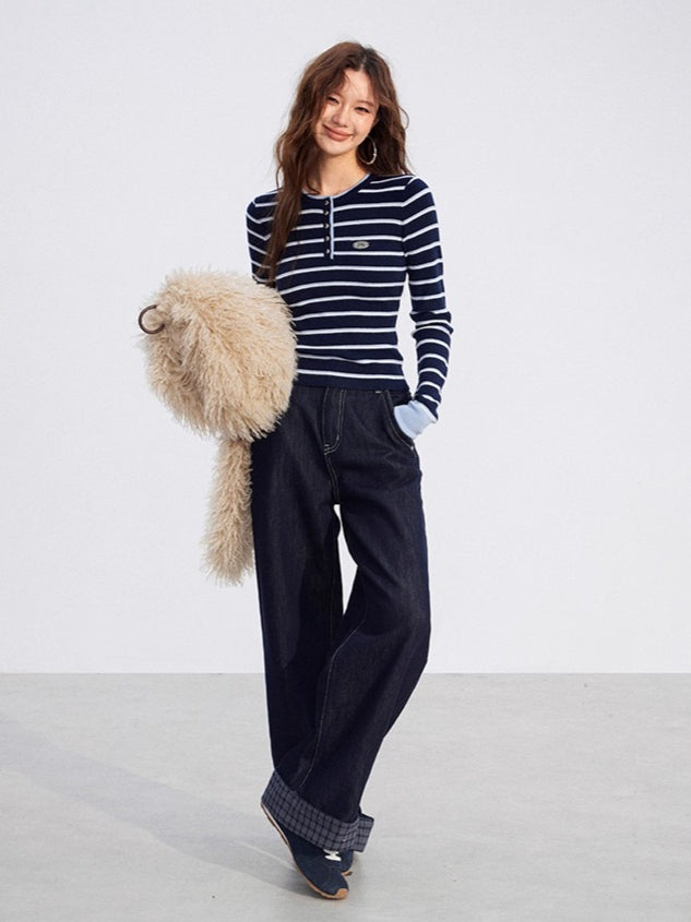 Contrast Striped Wool-Blend Knit Turtleneck