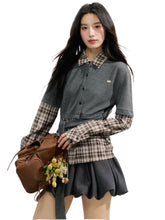 College Plaid Fake Two-piece Shirt - CHINASQUAD