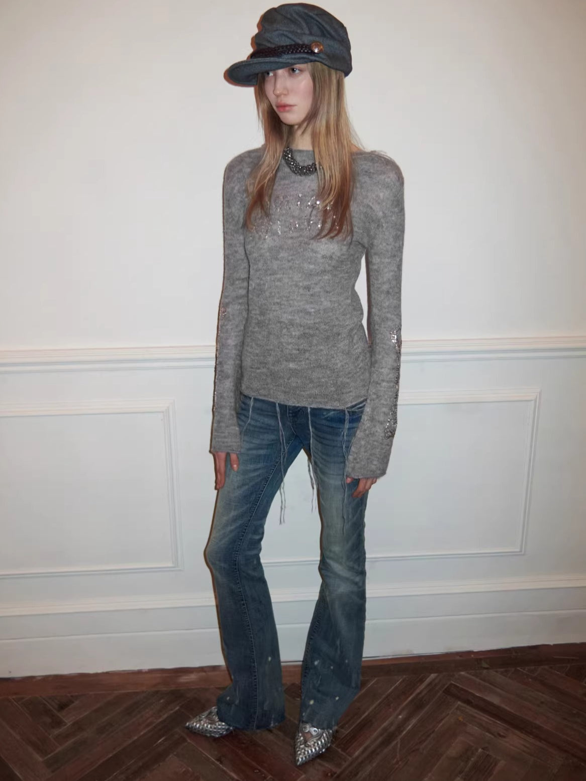 High-Waist Belted Slight-Flare Jeans