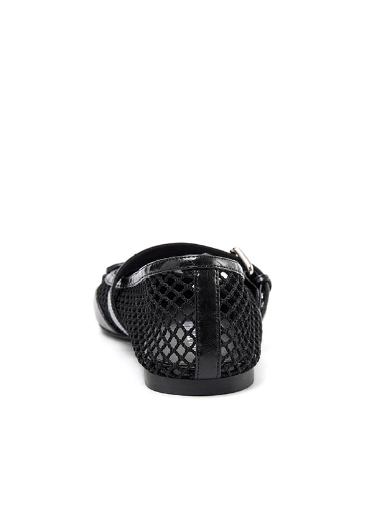 Fishing Net Woven Flat Mary Jane Shoes