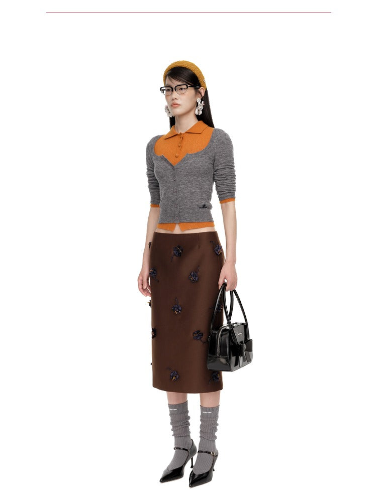 Round-Neck Fitted Wool-Blend Knit Cardigans