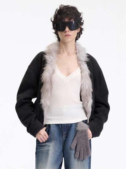 Wool-Blend Quilted Plush Jacket