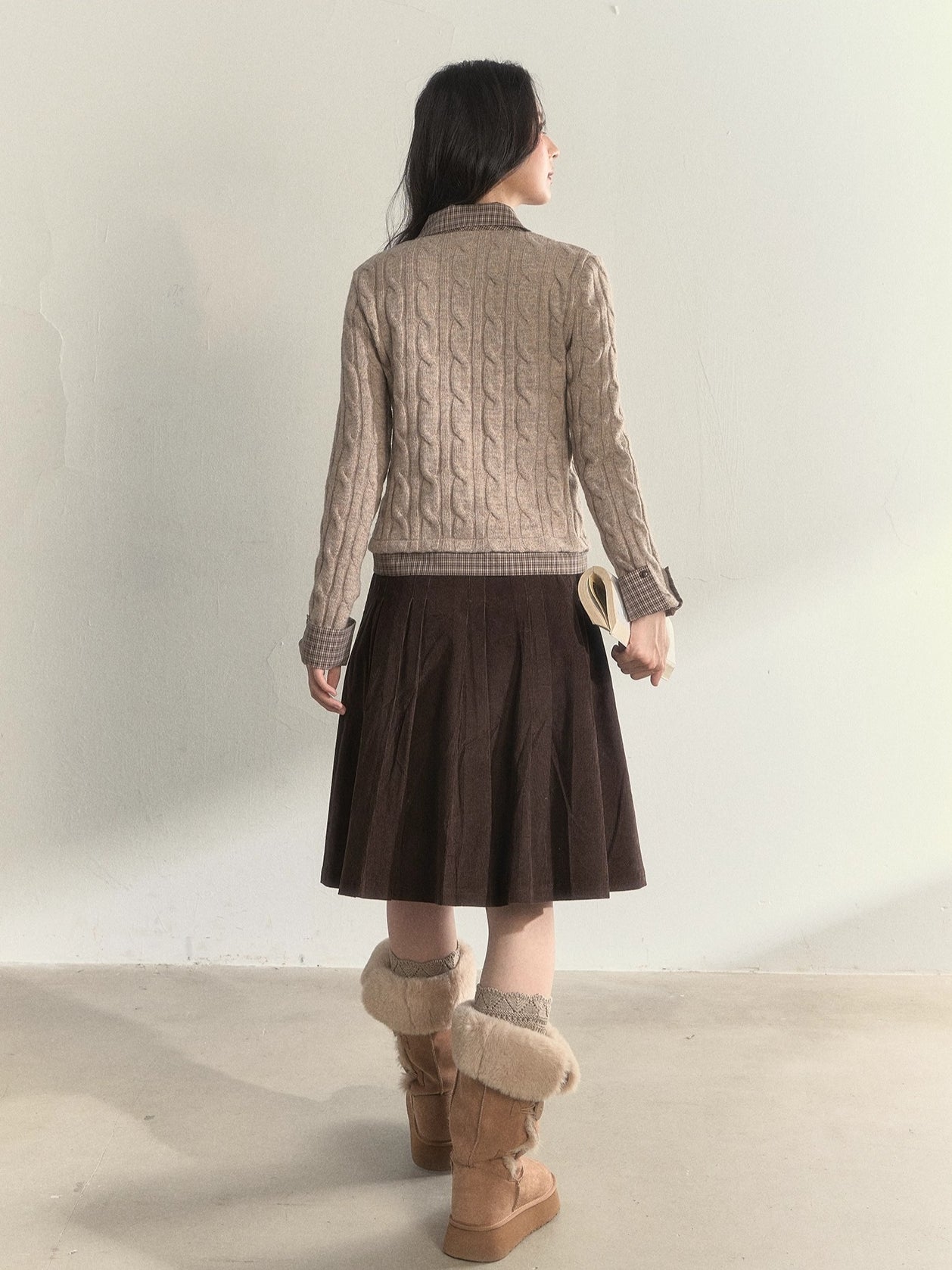 Retro Bow-Tie Preppy Layered Cable Knit Cardigan