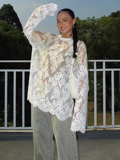 Washed Wide-Leg Denim Pants