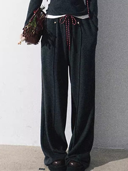 Knit Base Top &amp; Wide-Leg Pants Set