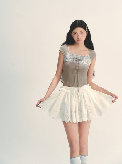 Lace Trim Short Sleeve T-shirt - CHINASQUAD