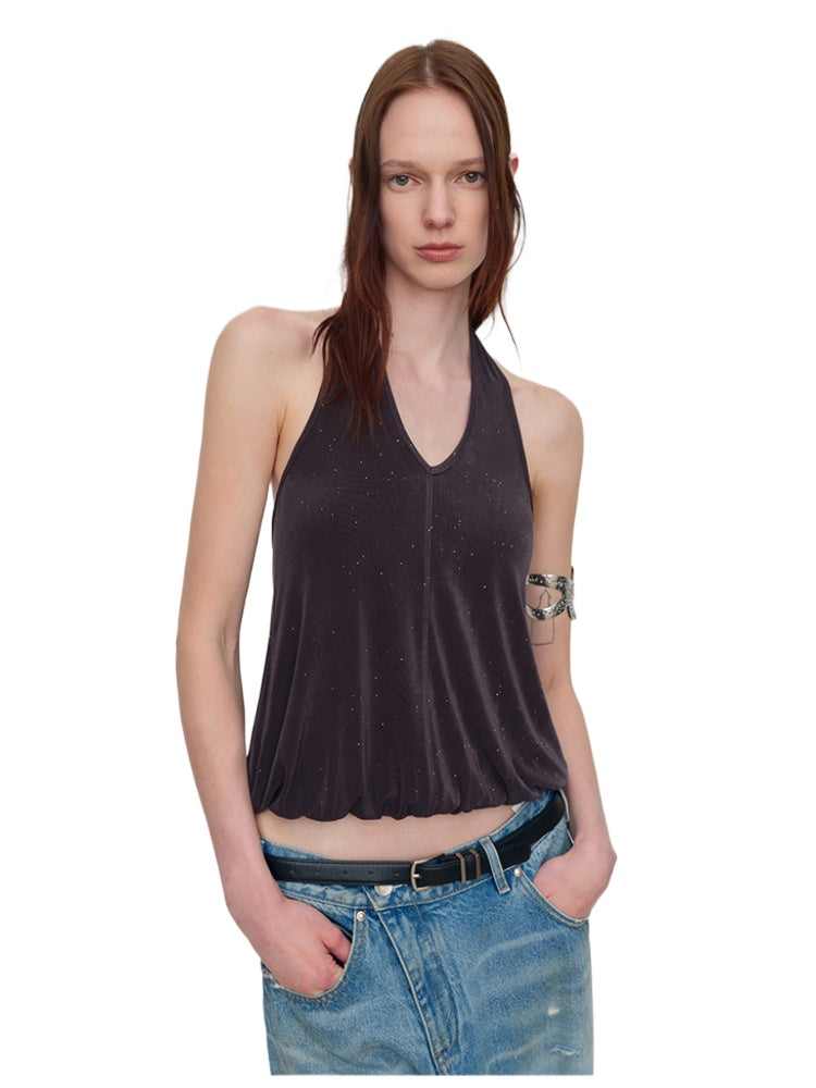 U-Shaped Bud Halter Tank Top