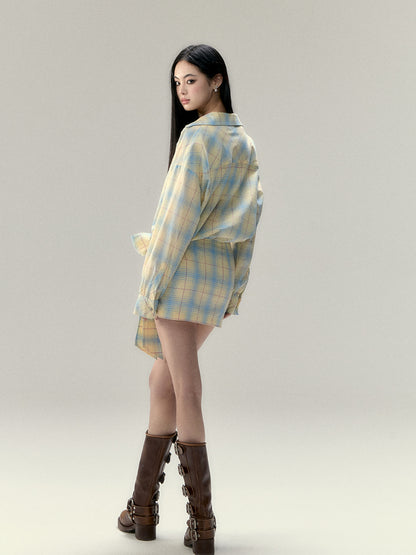 Yellow Tie Bow Shirt Dress