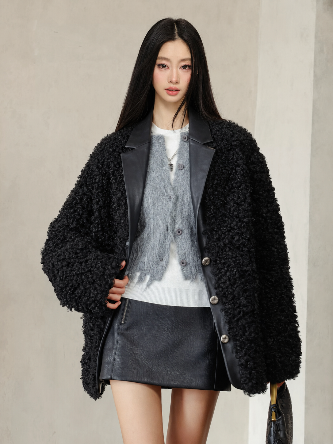 Black 2-in-1 Woolen Jacket