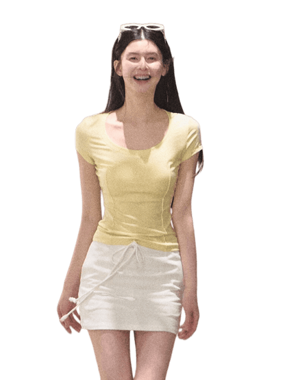 Radiant Muse Lyocell U-Neck Slim-Fit T-Shirt
