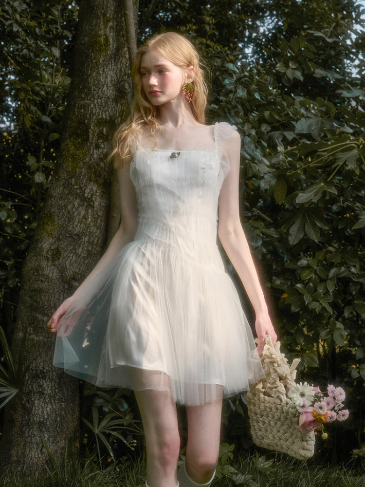 Soft Summer Lightweight Tulle Dress White / S