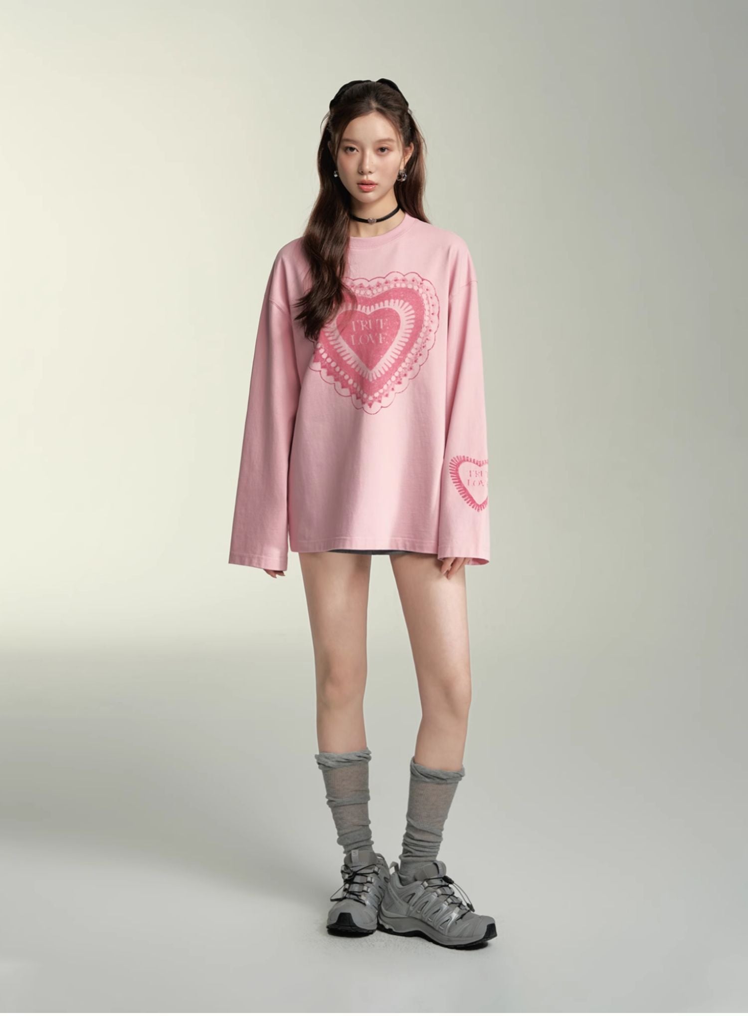Black &amp; Pink Lace Long Sleeve T-Shirt - CHINASQUAD