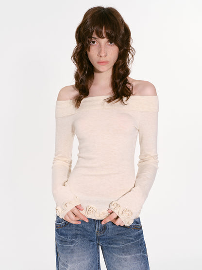 High-End Wool Off-shoulder Knit 