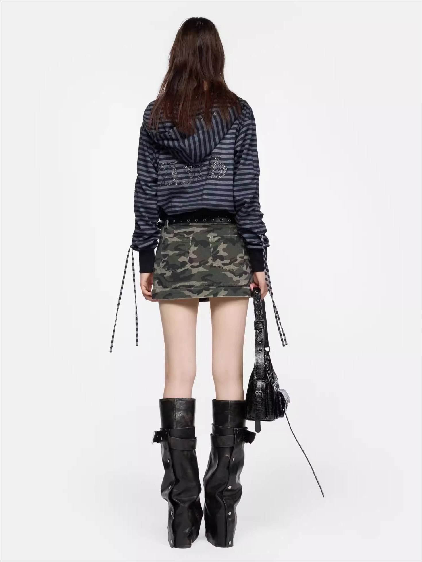 Rhinestone Back Hoodie T-Shirt