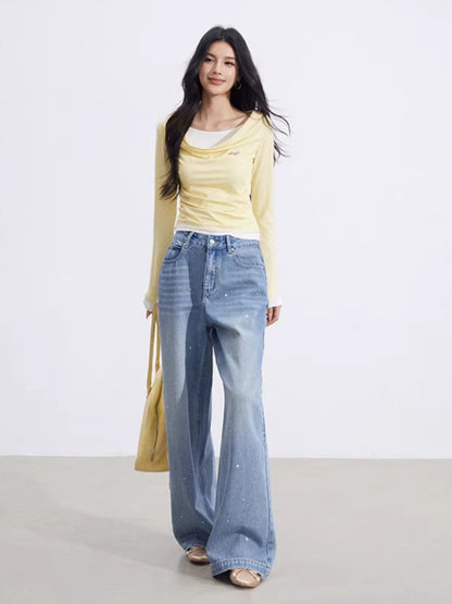 Heart Stud Wide-Leg Jeans