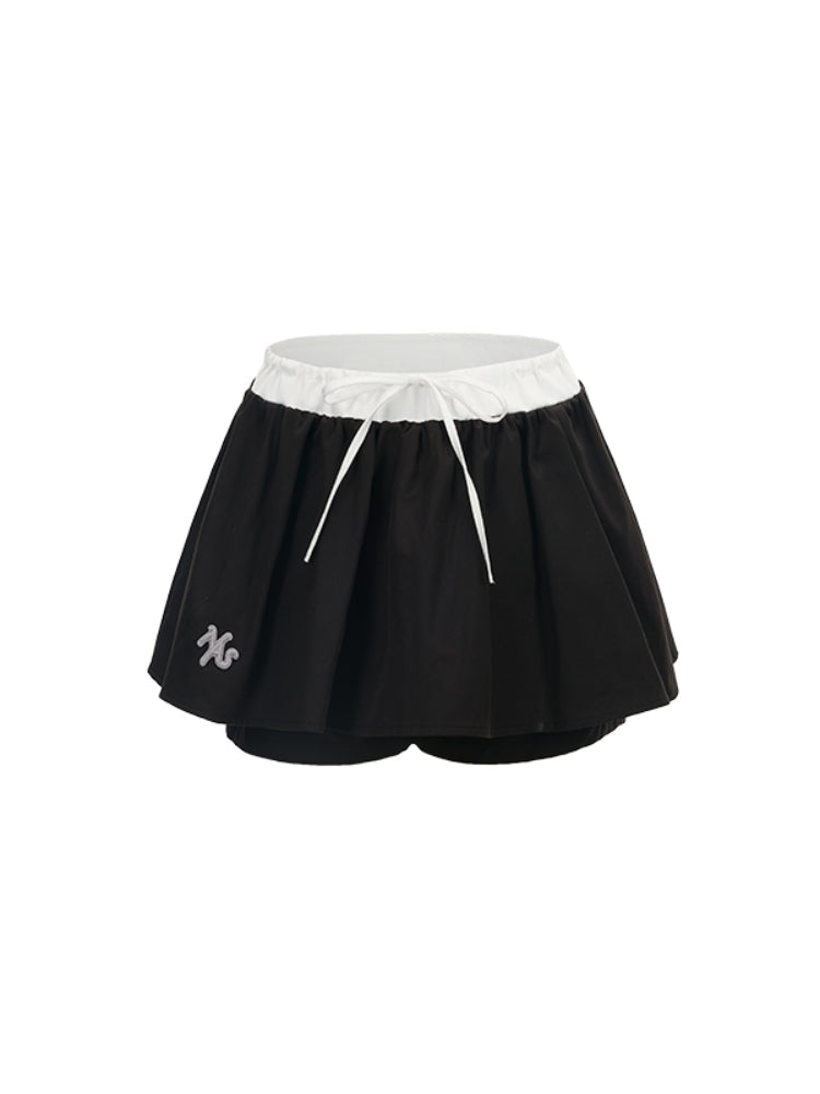 Black &amp; Silver Poplin High-Waist Skirt