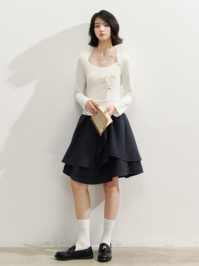 Structural Bow Mini Skirt - CHINASQUAD