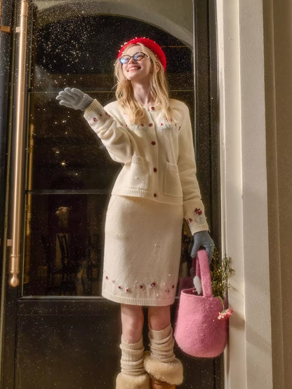 Wool-Blend Embroidered Knit Set