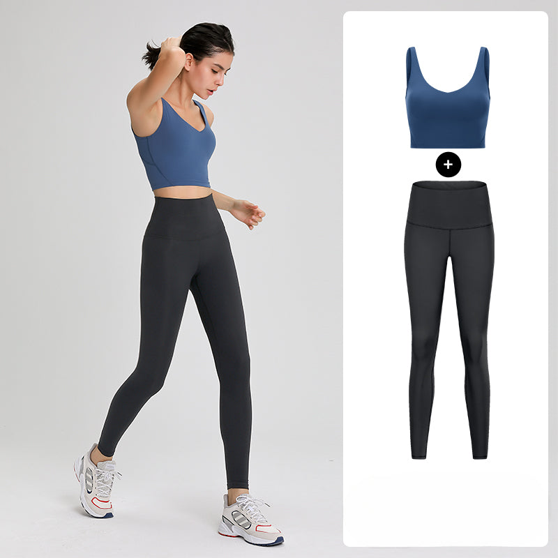 One-piece Tank Top &amp; High-waisted Yoga Capris Set