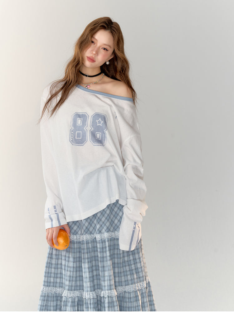 Casual Round Neck Off-Shoulder T-Shirt