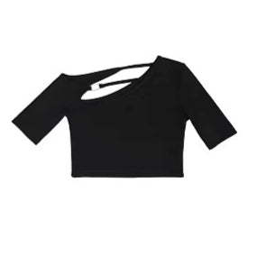 Asymmetric One-Shoulder Cropped Stretch T-Shirt