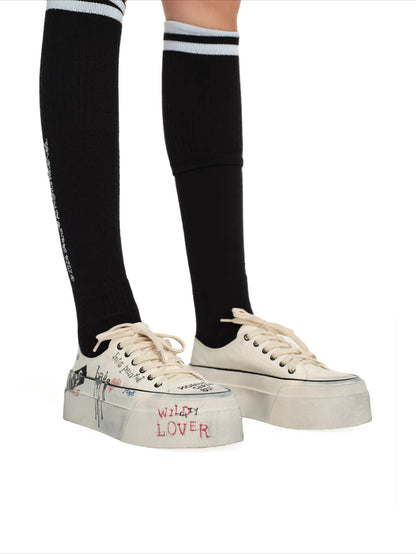 Dirty Fit Graffiti Platform Canvas Sneakers