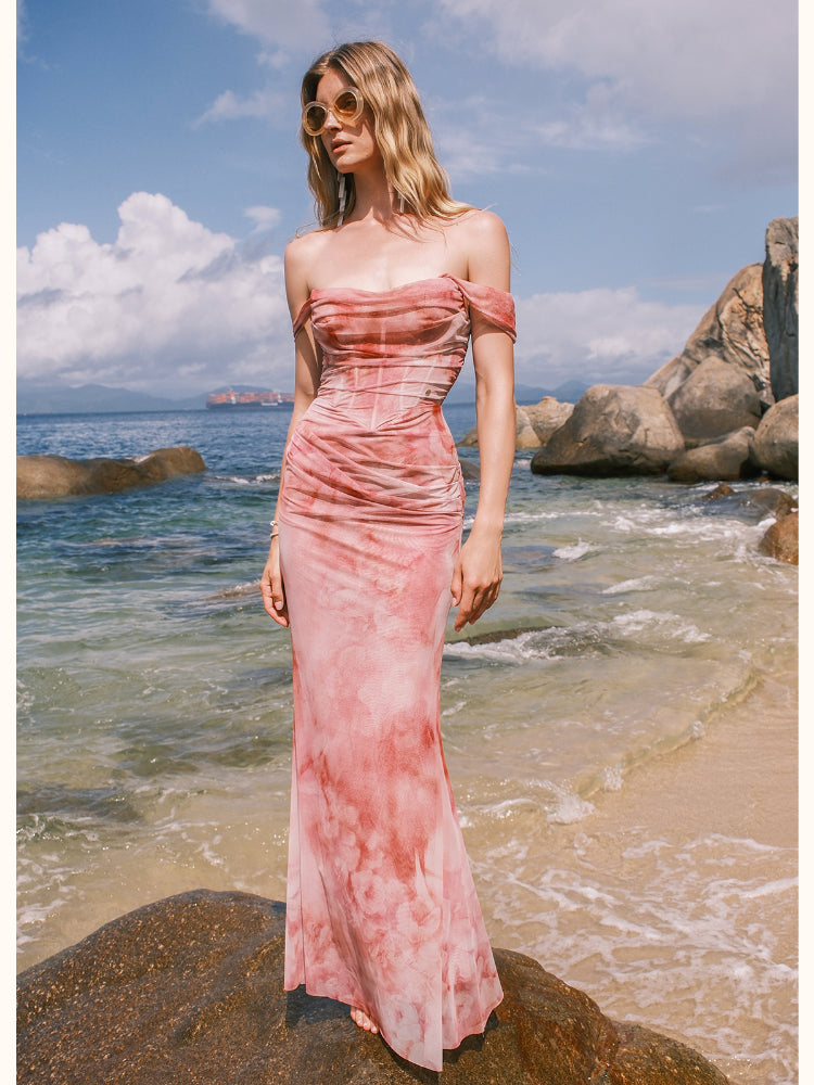 Ariel One-shoulder Pleated &amp; Gradient-dyed Dress - CHINASQUAD